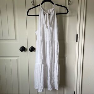 A New Day White Ruffled Tiered Halter Midi Dress